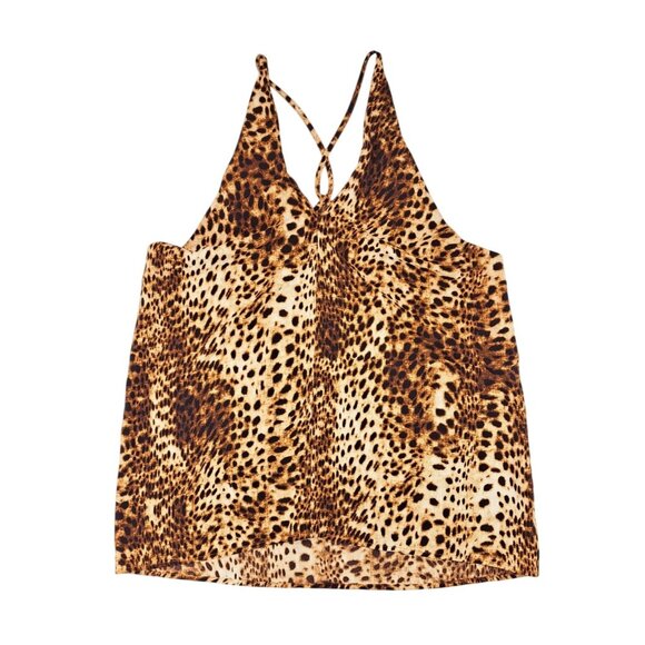 Worthington Tops - Worthington Cheetah Print Sleeveless Women Top Crisscross Straps Size Medium